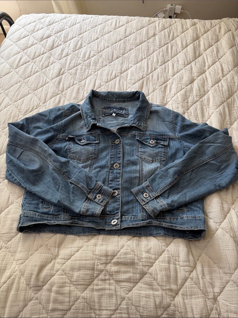 Maurices Light Blue Denim Cropped Jacket